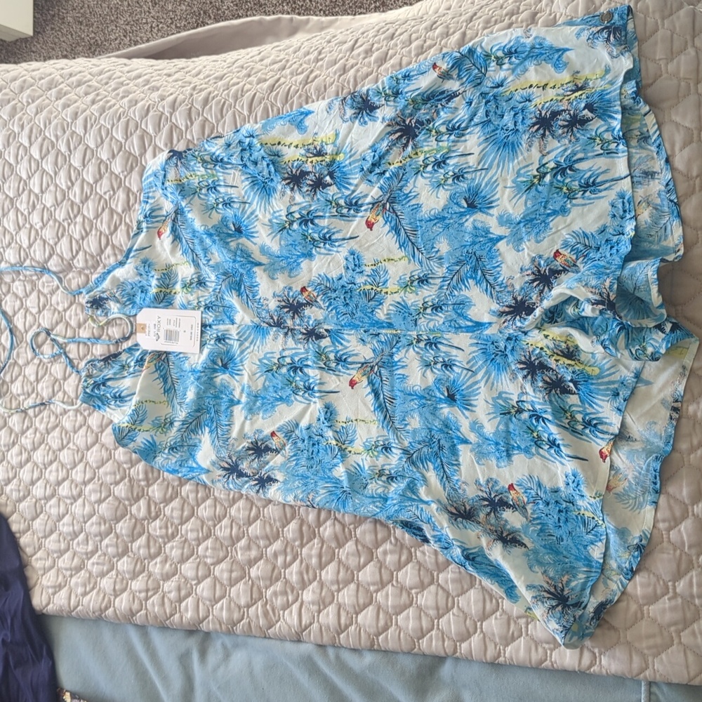 Roxy Womens Small Top Blue Romper Sleeveless Tie Back New with Tag